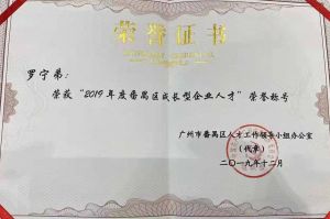 幻影体育网页版集团CEO罗宁弟荣膺番禺区杰出产业人才奖